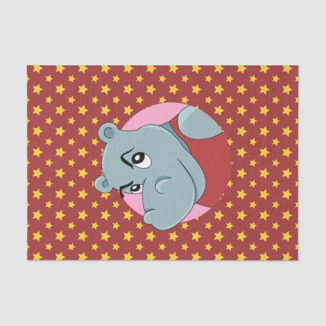 Papel De Seda Desenho animado de hipopótamo fofo (Frente )