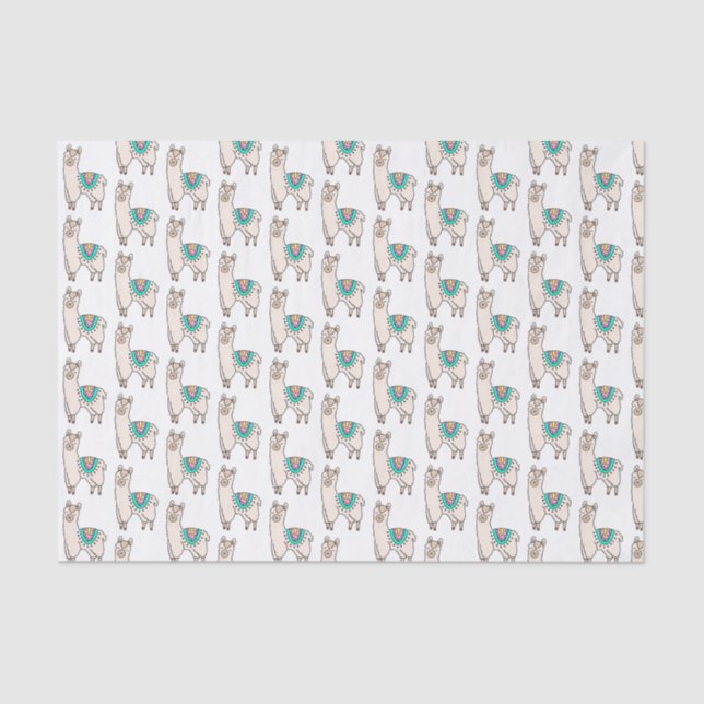 Papel De Seda desenho animado feliz lama alpaca (Frente )