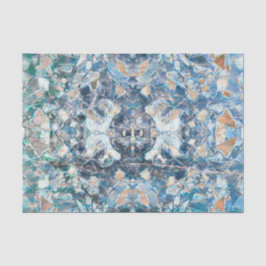 Papel De Seda Desenho Clássico Azul Castanho Tribal Indígena Ame