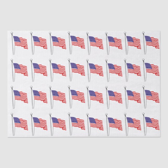 Papel De Seda Desenho da bandeira dos EUA acenando #1 (Frente )