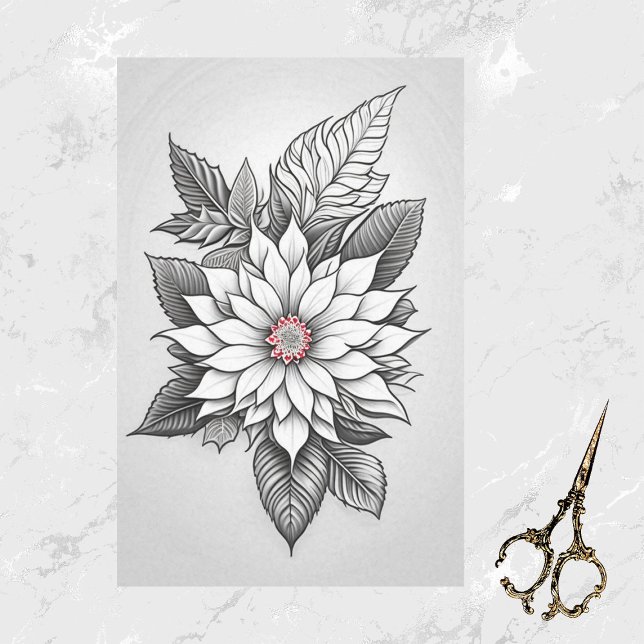 Papel De Seda Desenho da Linha de Poinsettia Branca de Natal (Criador carregado)