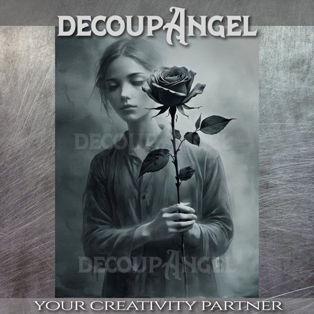 Papel De Seda Desenho da Mulher com Rosa - Desligamento - (Criador carregado)