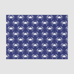 Papel De Seda Desenho da Silhueta de Caranguejo #2 Branco Azul