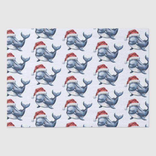 Papel De Seda Desenho de Baleia de Natal Merry (Frente )