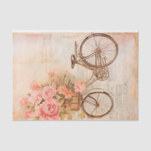 Papel De Seda Desenho de Bicicleta Floral Vintage, Retro