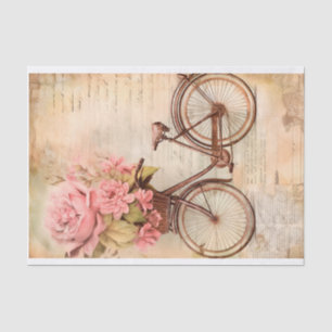 Papel De Seda Desenho de Bicicleta Floral Vintage, Retrô