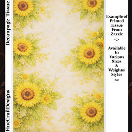 Papel De Seda Desenho de Bordadura Floral de Girassol Ensolarado