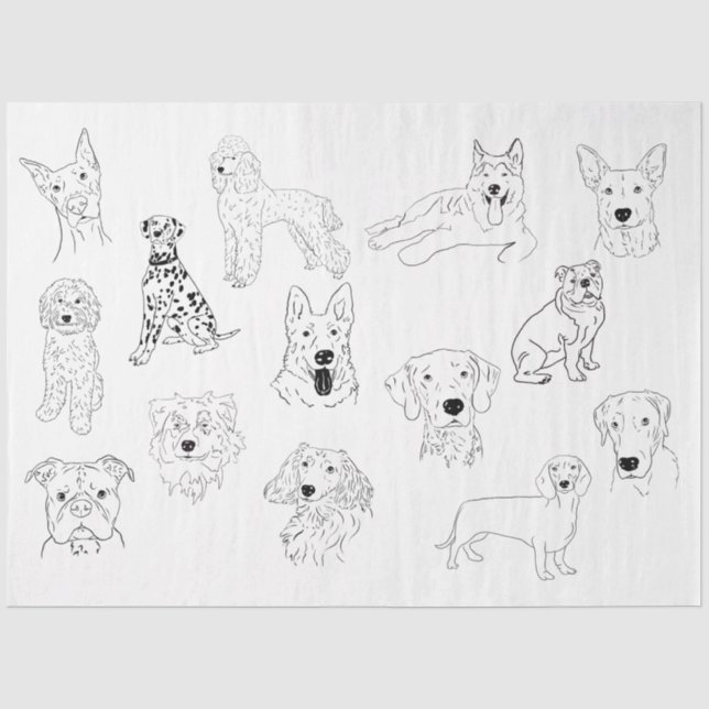 Papel De Seda Desenho de Cães (Frente )