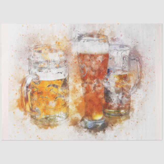 Papel De Seda Desenho de Cerveja de Aquarela 20x30 (Frente )