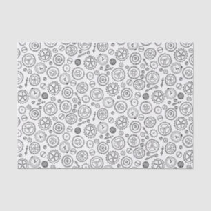 Papel De Seda Desenho de engrenagens brancas e negras vitorianas