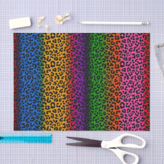 Papel De Seda Desenho de Estampa de Animal Leopardo Colorido