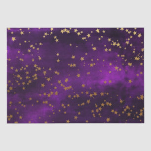 Papel De Seda Desenho de Estrelas Douradas Celestiais Elegantes 