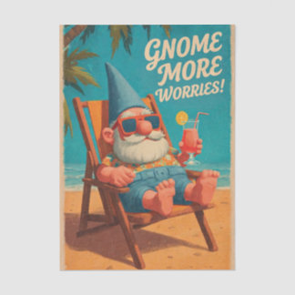 Papel De Seda Desenho de Férias na Praia com Gnomos em Estilo Vi