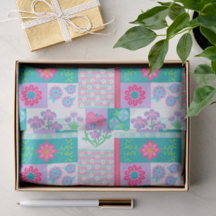 Papel De Seda Desenho de Flores Vibrantes em Flor