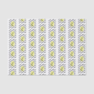 Papel De Seda Desenho de Gato com Violão em Amarelo com Notas d