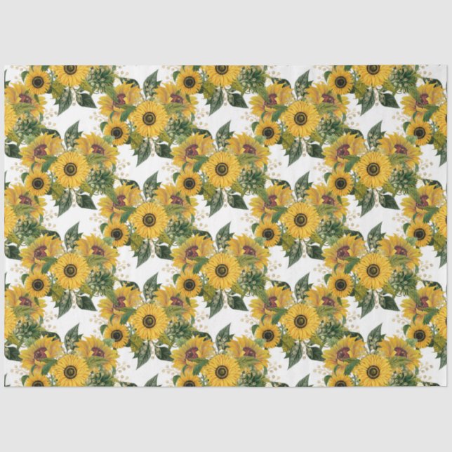 Papel De Seda Desenho de Girassol Dourado 7 (Frente )