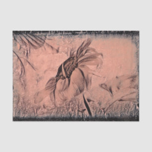 Papel De Seda Desenho de girassol Sepia Vintage - Desenho antigo