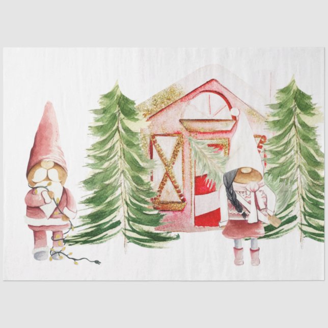Papel De Seda Desenho de Gnome de NATAL 1 (Frente )