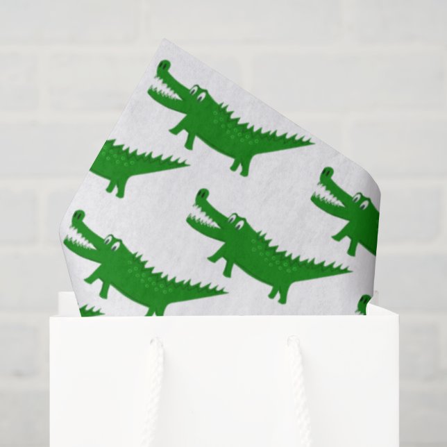 Papel De Seda Desenho de Jacaré Fofo (Sacola de presentes)