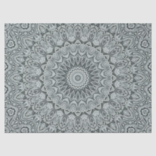 Papel De Seda Desenho de Mandala Cinza e Prata