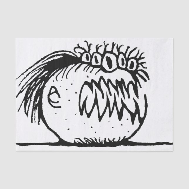 Papel De Seda Desenho de monstro fantasma feio (Frente )