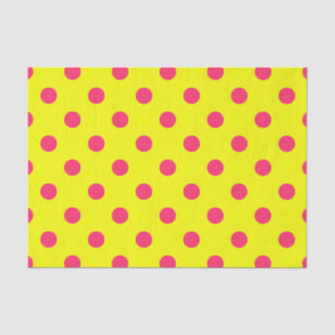 Papel De Seda Desenho de padrão de bolinhas rosa em amarelo