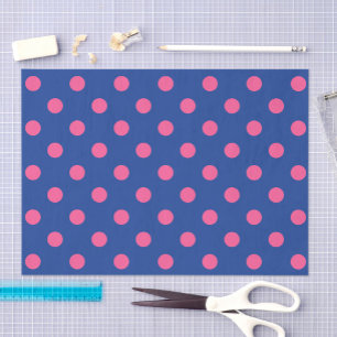 Papel De Seda Desenho de padrão de bolinhas rosa sobre azul