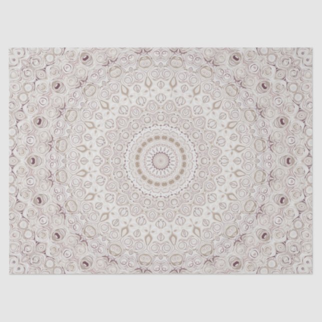 Papel De Seda Desenho de padrão de mandala bege e castanho (Frente )