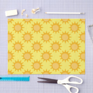 Papel De Seda Desenho de padrão de sol radiante em amarelo