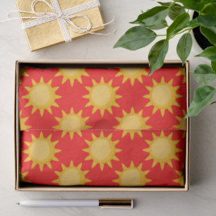 Papel De Seda Desenho de padrão de sol radiante em vermelho