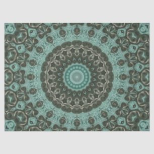 Papel De Seda Desenho de Padrão Mandala Verde Antigo