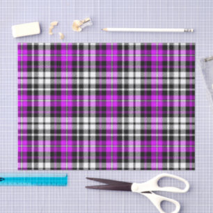 Papel De Seda Desenho de padrão xadrez tartã preto roxo branco