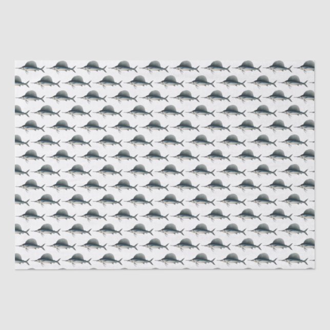 Papel De Seda Desenho de Peixe Espadim-Vela Antigo (Frente )