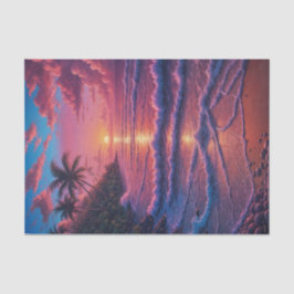 Papel De Seda Desenho de Prática de Areia Rosa | Praia Tropical