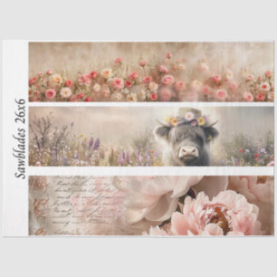 Papel De Seda Desenho de Serra Manual Decoupage Rosa, Peônia, Va