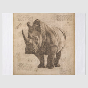Papel De Seda Desenho do Rinoceronte Vintage