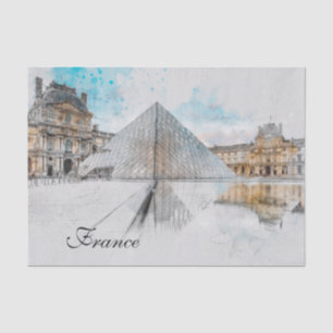 Papel De Seda Desenho em aquarela do Louvre Paris, França