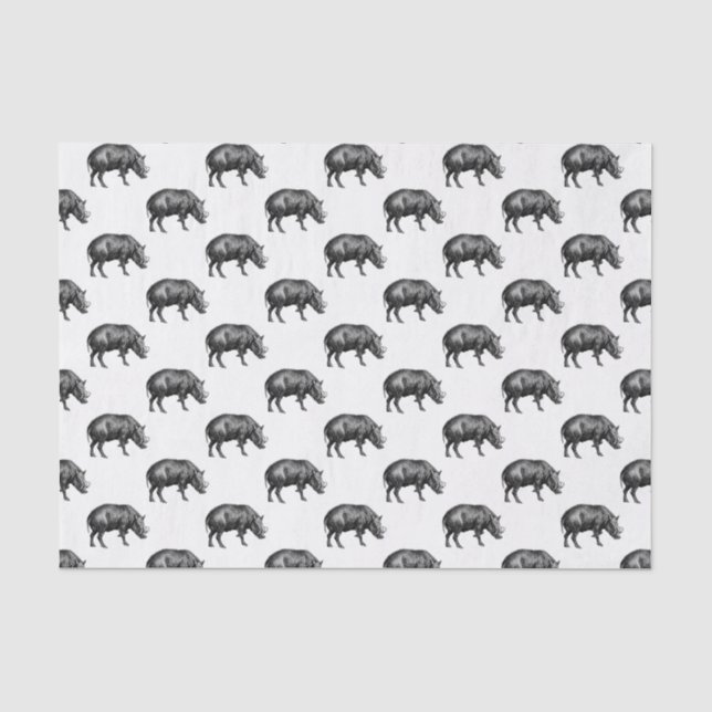 Papel De Seda Desenho em Preto e Branco de Javali Antigo (Frente )