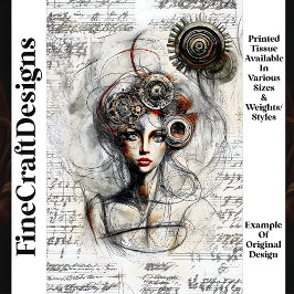 Papel De Seda Desenho Esboço de Mulher Steampunk N4 Decoupage