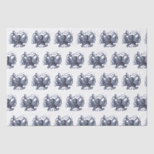 Papel De Seda Desenho Estilizado de Polvo Vintage #3 Azul
