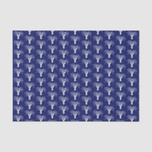 Papel De Seda Desenho Estilizado de Polvo Vintage #8 Fundo Azul