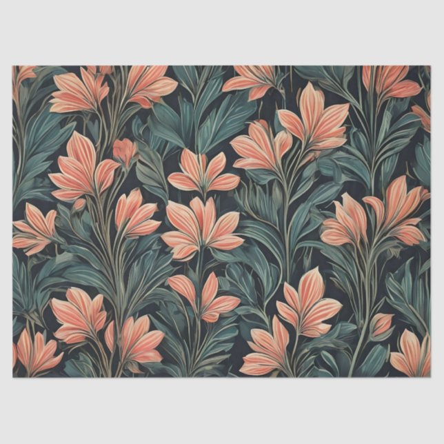 Papel De Seda Desenho Floral Art Déco (Frente )