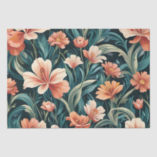 Papel De Seda Desenho Floral Art Déco