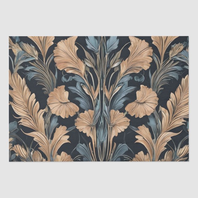 Papel De Seda Desenho Floral Art Déco (Frente )