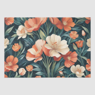 Papel De Seda Desenho Floral Art Déco