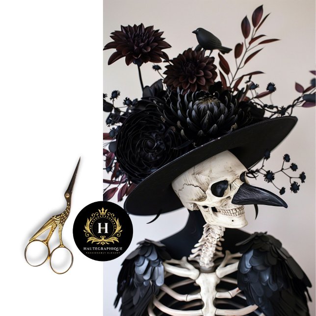 Papel De Seda Desenho Gótico Penas de Raven Decoupage Floral (Criador carregado)