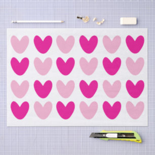 Papel De Seda Desenho personalizado de corações cor-de-rosa capr