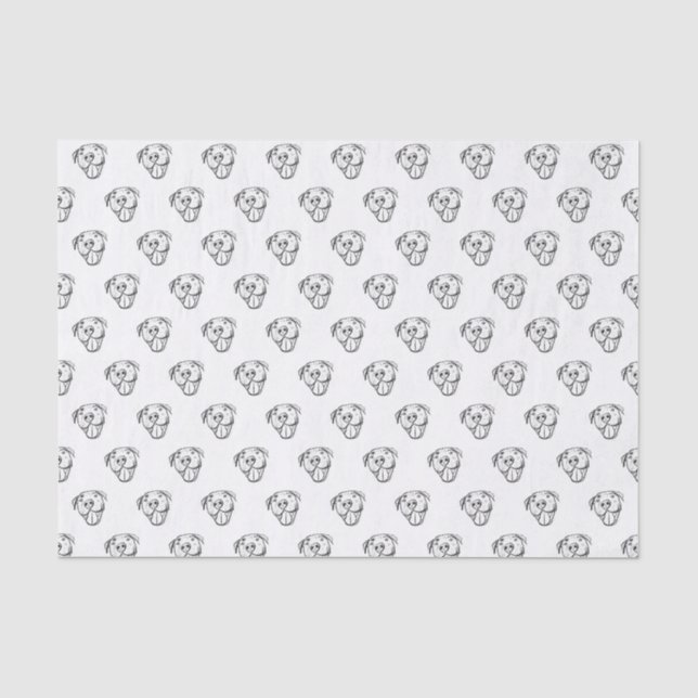 Papel De Seda desenho pitbull simples amantes de cães preto bran (Frente )