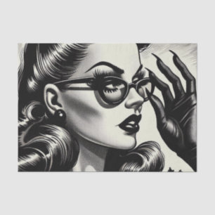 Papel De Seda Desenho Preto e Branco da Vintage Girl