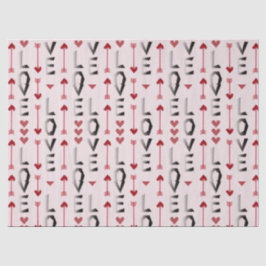 Papel De Seda Desenho Romântico de Seta, Coração e Amor